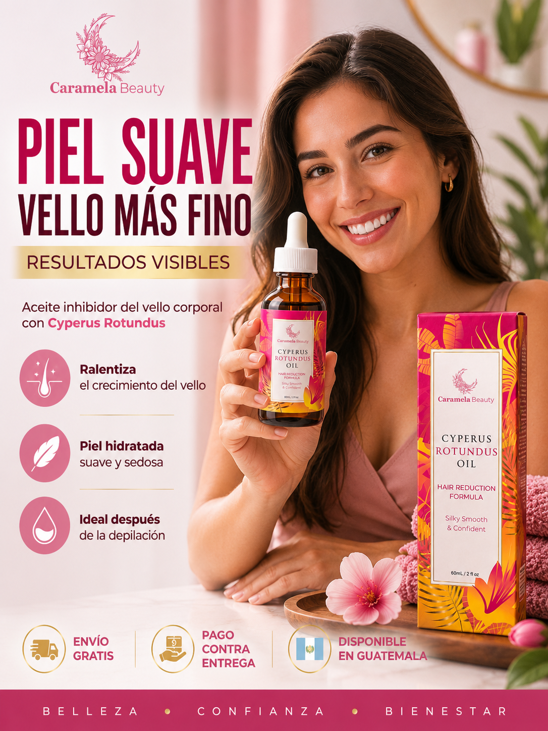 ¡CYPERUS OIL - Logra una Piel Sedosa y Libérate del Vello desde los Primeros 7 Días! 60 ML.