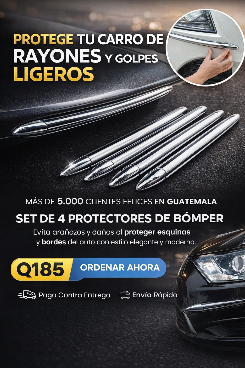 Kit Blindaje Total: Protectores de Bomper Anti-Rayones (Set de 4)