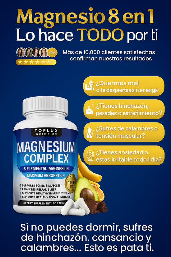Complejo de Magnesio 8 en 1 🇺🇸 Producto 100% Americano 90 CAPSULAS.